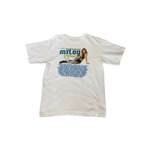 Miley Cyrus Best of Both Worlds Tour 2007 2008 Graphic Tee White Concert T-Shirt - Picture 5 of 7
